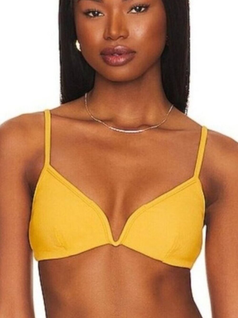 🌻NEW w.tags L*Space Helena Sunshine Gold Ribbed Bikini Top Size S  | $99 Retail